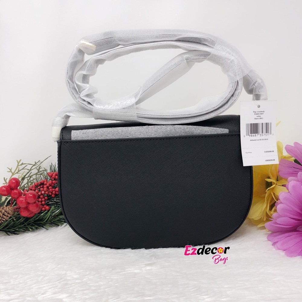 Kate Spade Reiley Flap Leather Crossbody Bag Black - Picture 3 of 8